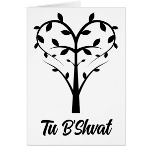 Cartão Tu B’Shvat coração tree