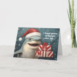 Cartão Tubarão de Natal Lista Legal do Papai Noel