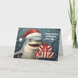 Cartão Tubarão de Natal Lista Legal do Papai Noel