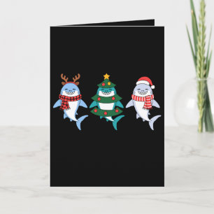 Cartão Tubarão de Natal Papai Noel Rena Árvore Xmas Feria