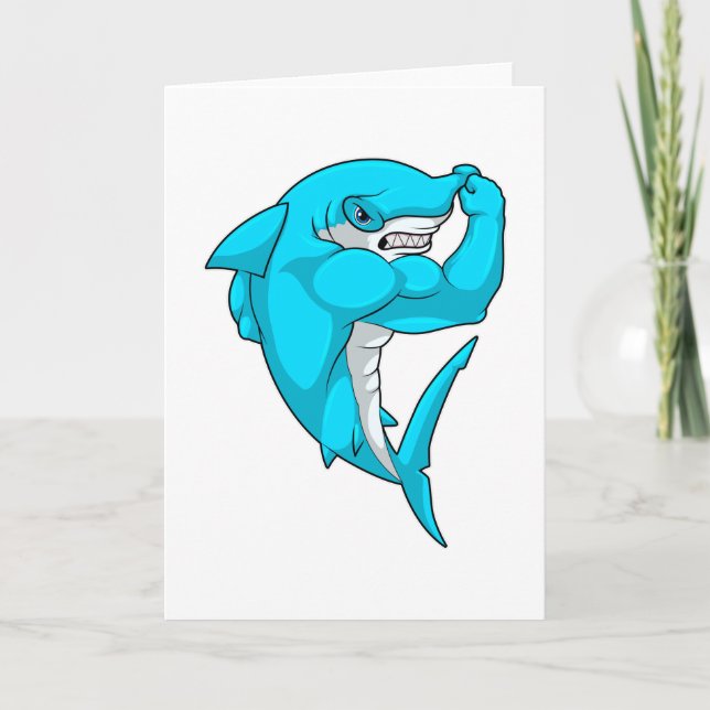 Cartão Tubarão-martelo como Fisiculturista no Fisiculturi (Frente)