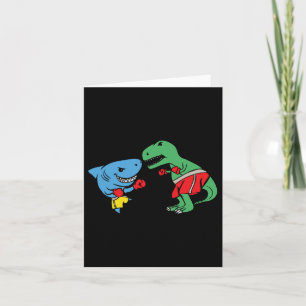 Cartão Tubarão Punindo T-rex Dinossauro Engraçado Luta Bo