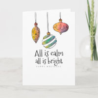 Tudo é Calm All is Bright Foled Christmas Card