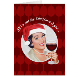 Cartão Tudo o que eu quero para o Natal é vinho