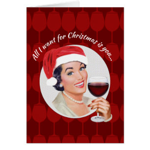 Cartão Tudo o que eu quero para o Natal é vinho