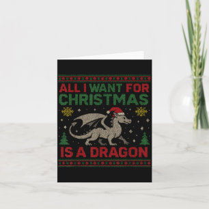 Cartão Tudo Que Eu Quero Para O Natal É Um Dragão & Livro