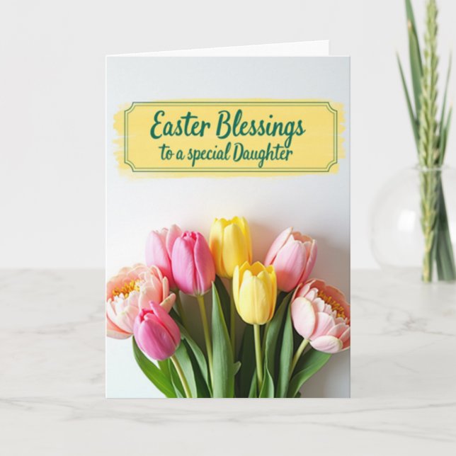 Cartão Tulip Blooms Daughter Easter Card (Frente)