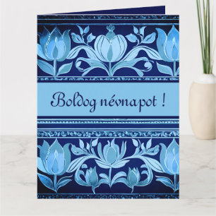 Cartão tulip chest in blues - name day Card