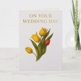 Cartão Tulip Wedding Card – Elegant Yellow & Red Tulips |