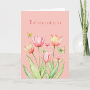 Cartão Tulipa Floral Botânica Boho Pensando em Você