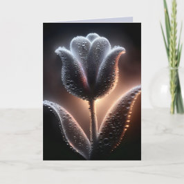 Cartão Tulipa iluminada com gotas de chuva para o anivers