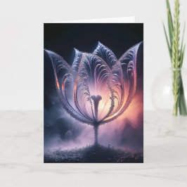 Cartão Tulipa iluminada com gotas de chuva para o anivers