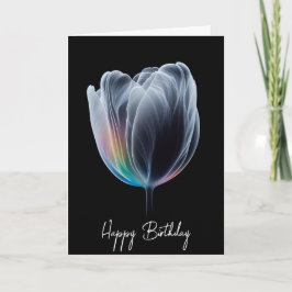 Cartão Tulipa Iluminada Do Arco-Íris No Aniversário Negro