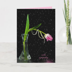 Cartão tulipa rosa com simpatia de pérolas