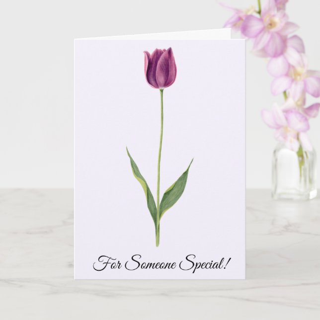Cartão Tulipa Roxa Elegante Personalizada (Orquídea)