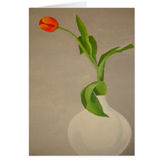 Cartão Tulipa Vermelha solteiro Num Vaso Branco (Frente)