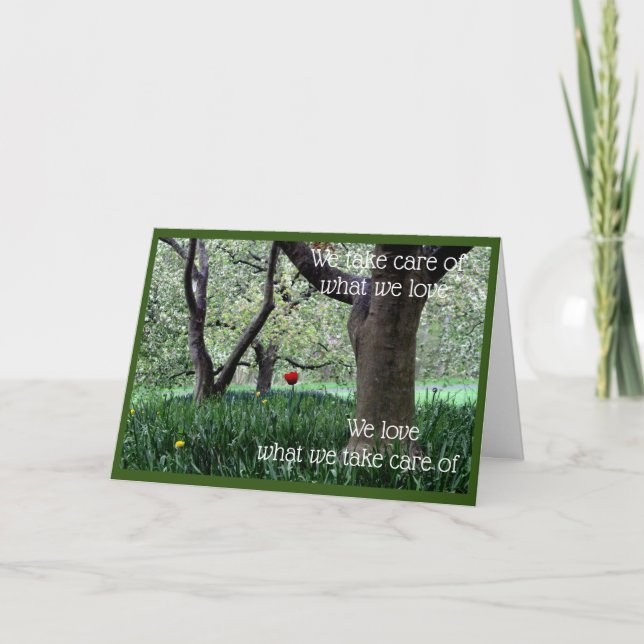 Cartão Tulipa Vermelha solteiro para Amor e Carinho (Frente)