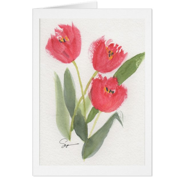 Cartão Tulipas animadores do primavera (Frente)