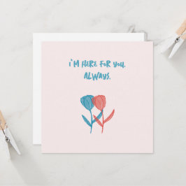 Cartão Tulipas azuis e rosa, desenhadas à mão, inspiradas