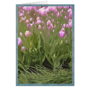 Cartão Tulipas cor-de-rosa