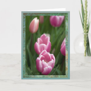 Cartão Tulipas cor-de-rosa com colírio