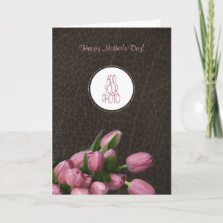 Cartão Tulipas cor-de-rosa - dia das mães feliz
