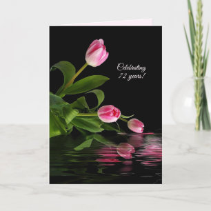 Cartão Tulipas cor-de-rosa do 72.º aniversário no cart