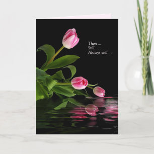 Cartão Tulipas cor-de-rosa do aniversário na água