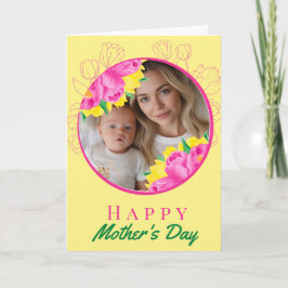 Cartão Tulipas de Foto e Aquarela do dia de as mães