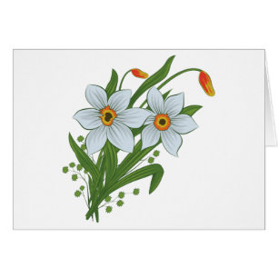 Cartão Tulipas e Flores de Daffodils