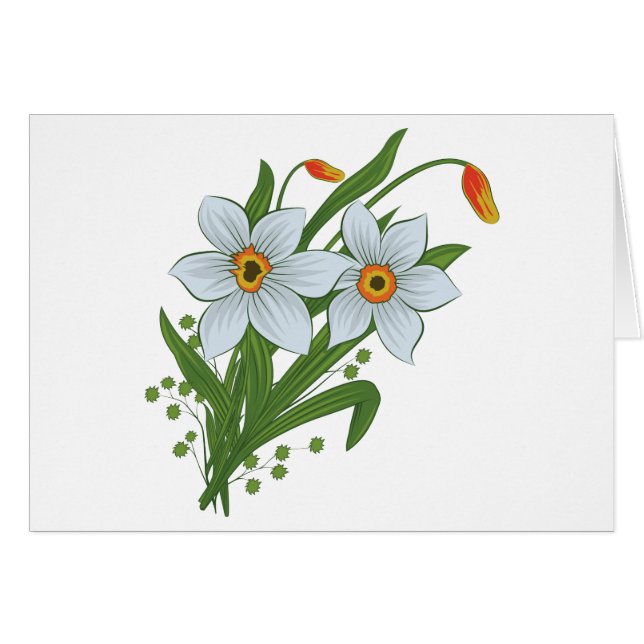 Cartão Tulipas e Flores de Narcisos (Frente Horizontal)