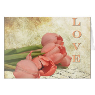 Cartão Tulipas e Letra Antiga
