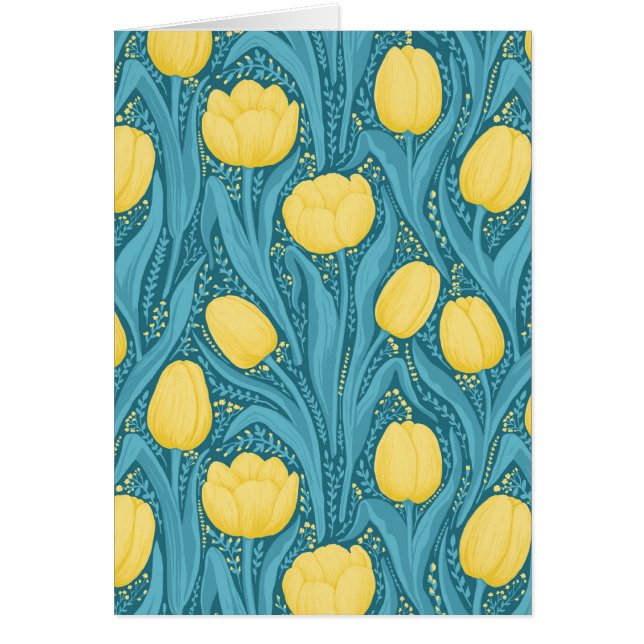 Cartão Tulipas em azul e amarelo (Frente)