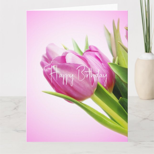 Cartão Tulipas rosa (Frente)