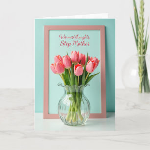 Cartão Tulipas Rosa Carta da Madrasta