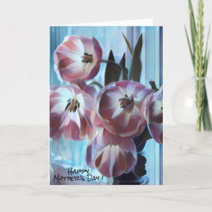 Cartão Tulipas Rosa do Dia das Mães