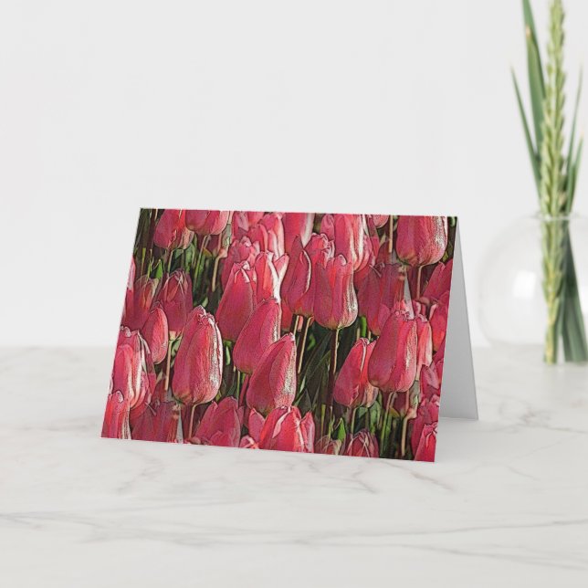 Cartão Tulipas Rosa Floral (Frente)