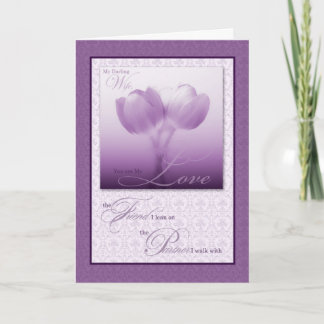 Cartão Tulipas sentimentais do roxo do aniversário da