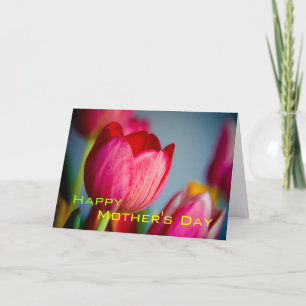 Cartão Tulipas Vermelhas ・ Placa de Dia de as mães Feliz