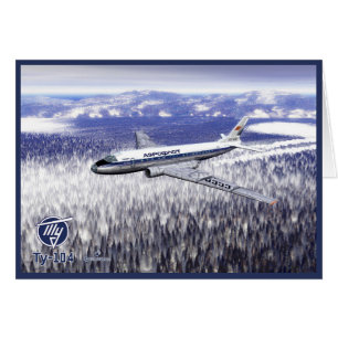 Cartão Tupolev (Т у о л е в) Tu-104 sobre a Sibéria п