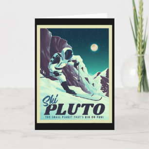 Cartão Turismo Espacial Retro Esqui Plutão Esqui Esquiado