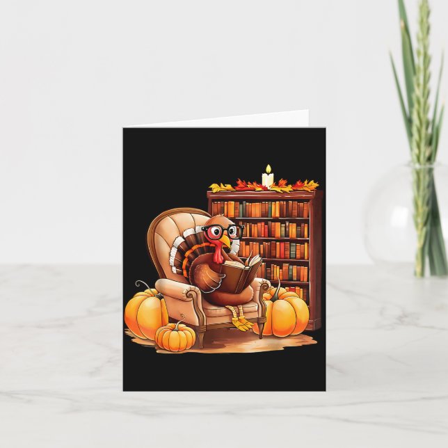 Cartão Turkey Reading Books Fall Thanksgiving Teacher Boo (Frente)