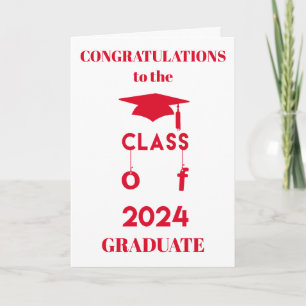 Cartão Turma de 2024 - Parabéns Graduado - Vermelho