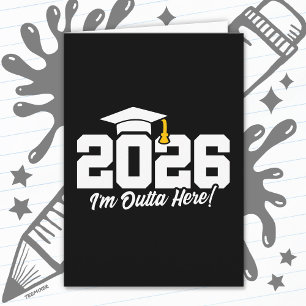 Cartão Turma de 2026 Estou Fora Daqui Citação de Graduaçã