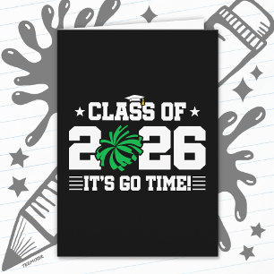 Cartão Turma de 2026 Green Cheer Graduação É Hora de Ir