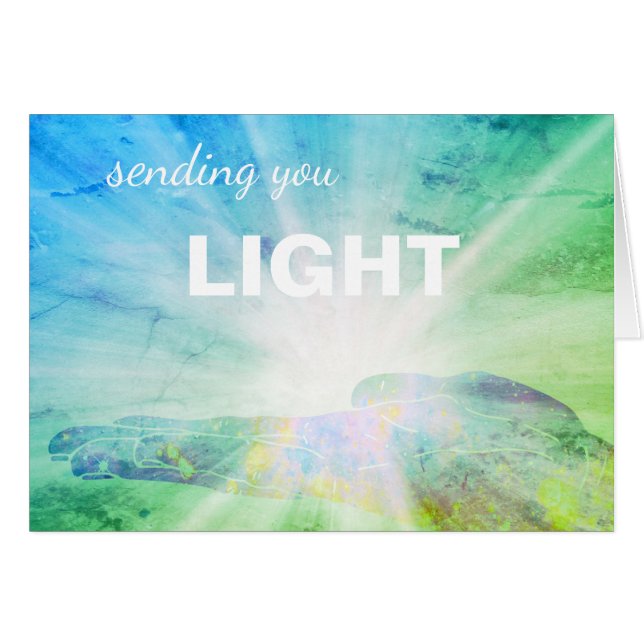 Cartão *~* Turquesa e energia de cura verde enviando luz (Frente Horizontal)