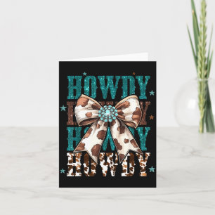 Cartão Turquesa Retrova Couro de Vaca Howdy Cowgirl Laço 
