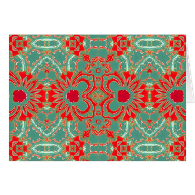 Cartão Turquesa sofisticada boémia NT floral coral (Frente Horizontal)