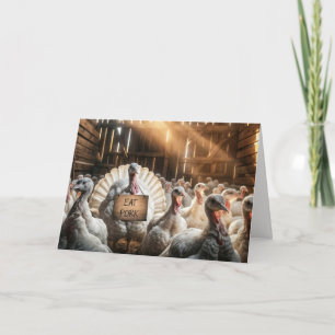 Cartão Turquia de Ação de Graças com Sinal Engraçado