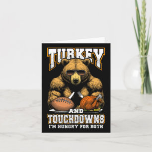 Cartão Turquia e touchdowns Engraçados Ação de Graças Fom